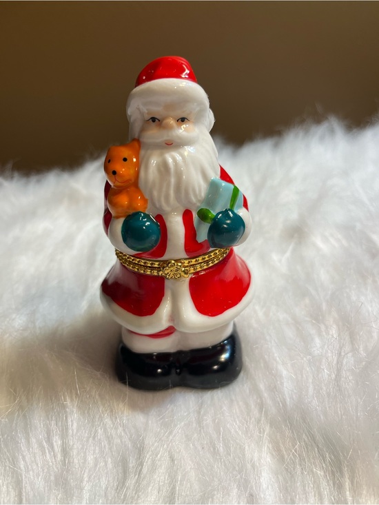 Source Unknown Other - Hand painted Ceramic Santa Trinket Box